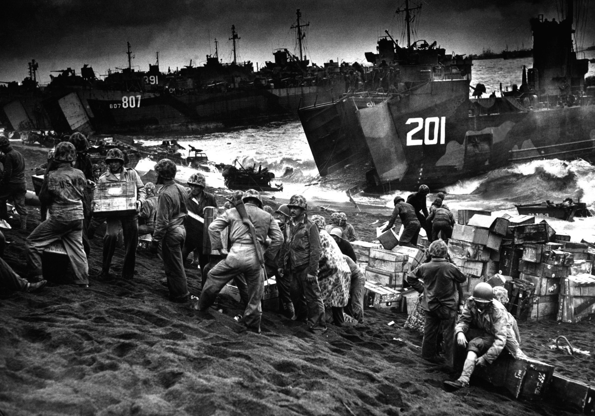 American supplies being landed at Iwo Jima